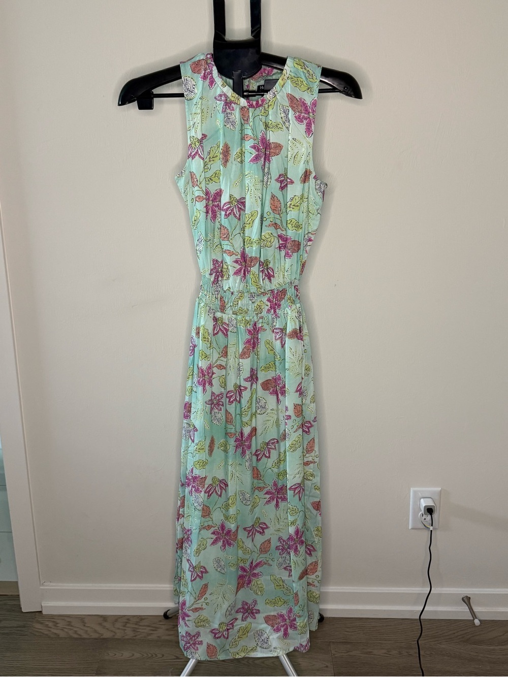 Hatley Floral Aqua Maxi Dress XS | Sleeveless Lined Modal Summer Dress - Picture 2 of 8